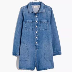 Madewell Denim Long Sleeves Romper Overall Bib